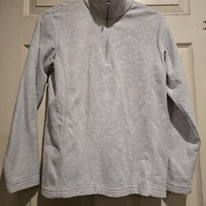 Lands Ends Womens Quarter Zip Pullover Fleece Sweatshirt. Size Small. Snowflake